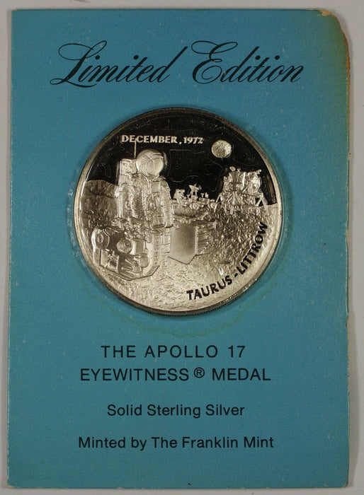 The Apollo 17 Eyewitness Proof Solid Sterling Silver Minted by the Franklin Mint