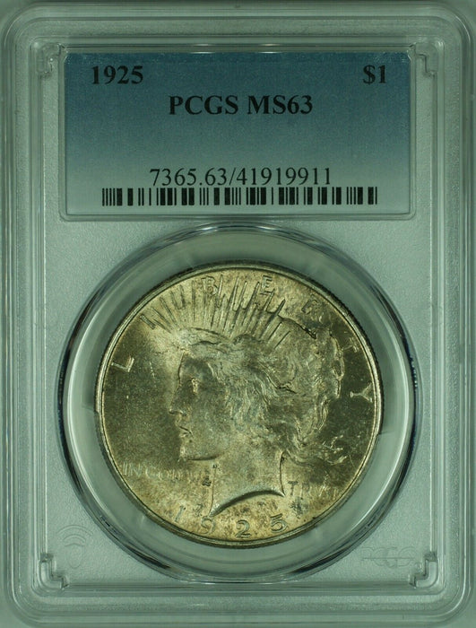 1925 Peace Silver Dollar S$1 PCGS MS-63 Toned  (35B)