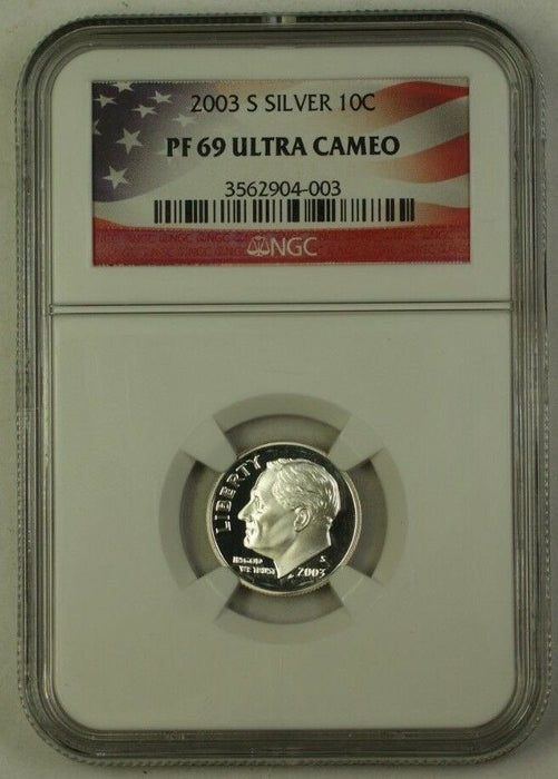 2003-S US Silver Roosevelt Dime 10c Coin NGC PR-69 Ultra Cameo