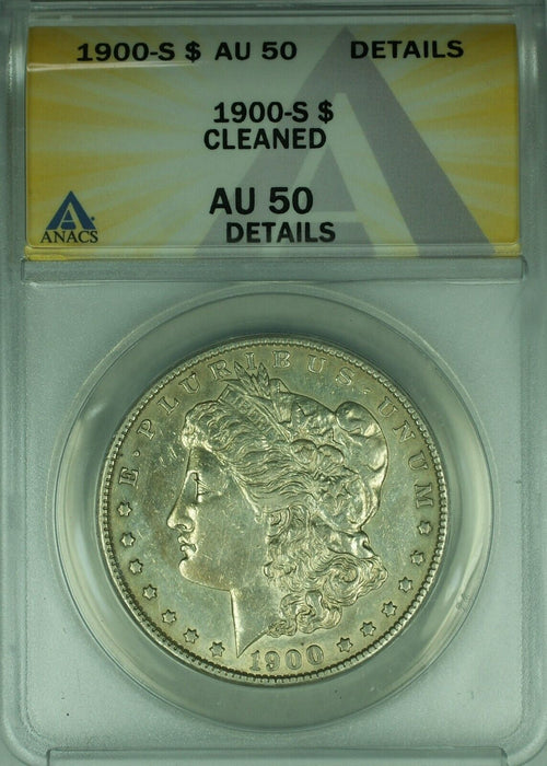 1900-S Morgan Silver Dollar $1 Coin ANACS AU-50 Details-Cleaned  (45)