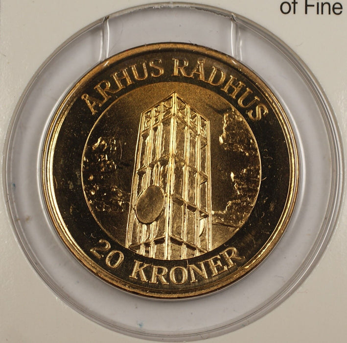 2002 20 Krone Denmark Thematic Uncirculated Coin Aarhus City Hall Tower