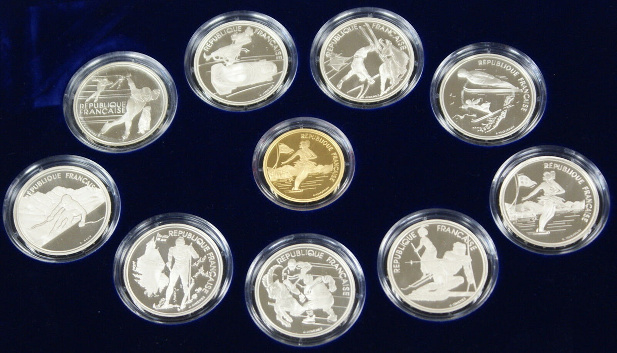 1989-1991 France Albertville '92 Winter Olympics Gold & Silver Proof Coin Set