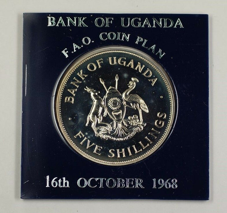 1968 16th October Bank of Uganda FAO Coin Plan Grow More Food 5 Schillings
