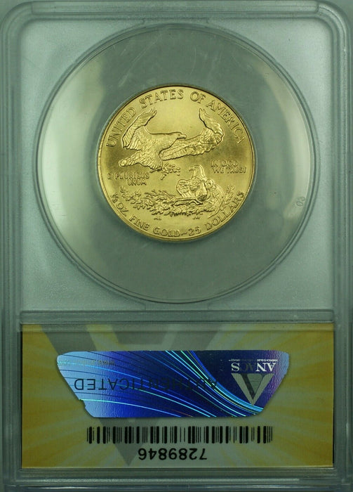 1986 $25 1/2 Oz American Gold Eagle AGE Coin ANACS MS-69 (B)