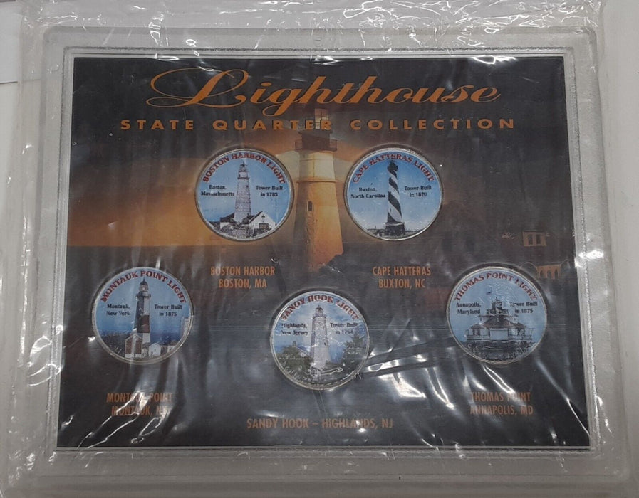 1999-2001 Lighthouse Statehood Quarters Set - 5 Colorized Coins Total in Case