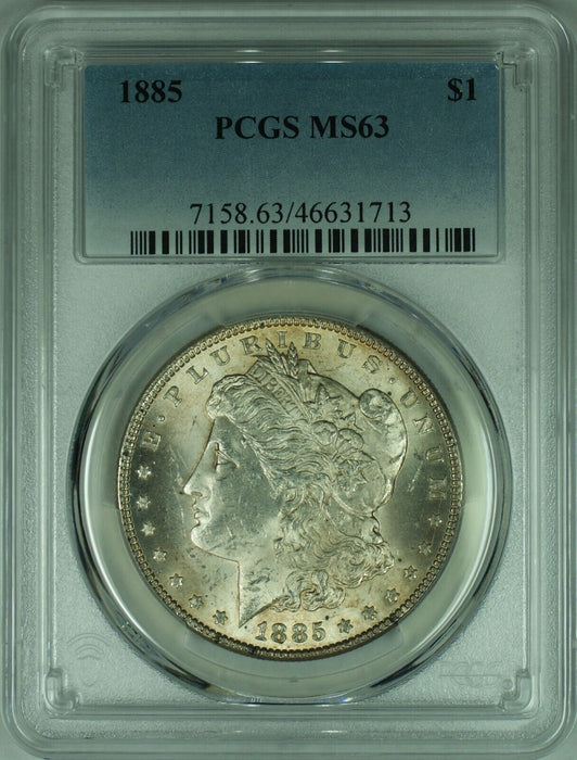 1885 Morgan Silver Dollar Coin w/Light Toning  PCGS MS-63   (34)