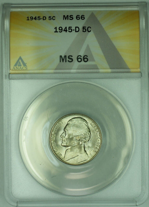 1945-D Jefferson Silver Nickel 5C ANACS MS 66 (51) B