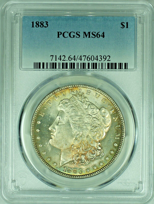 1883 Morgan Silver Dollar Toned PCGS MS 64 B 47