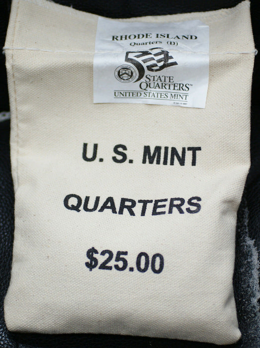 $25 US Mint Sewn BU 2001-D Rhode Island State Quarters Bag Original Packaging