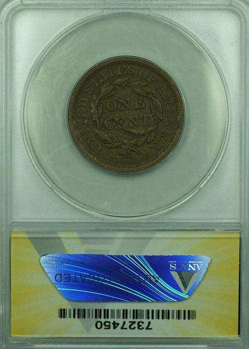 1854 Braided Hair Large Cent 1c Coin ANACS VF-35 Dets Rev Lamination-Scrthd (38)
