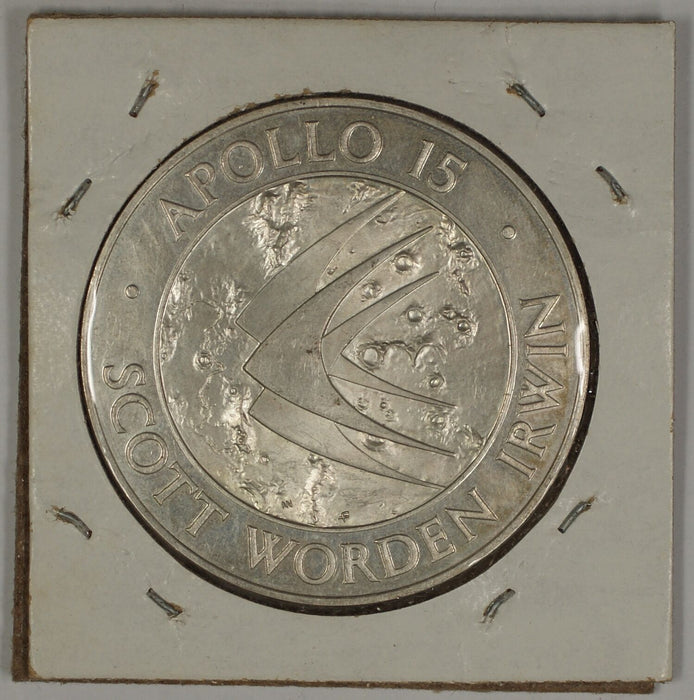 Apollo 15 (XV) Silver Medal Scott, Worden, Irwin in 2x2 Cardboard Flip