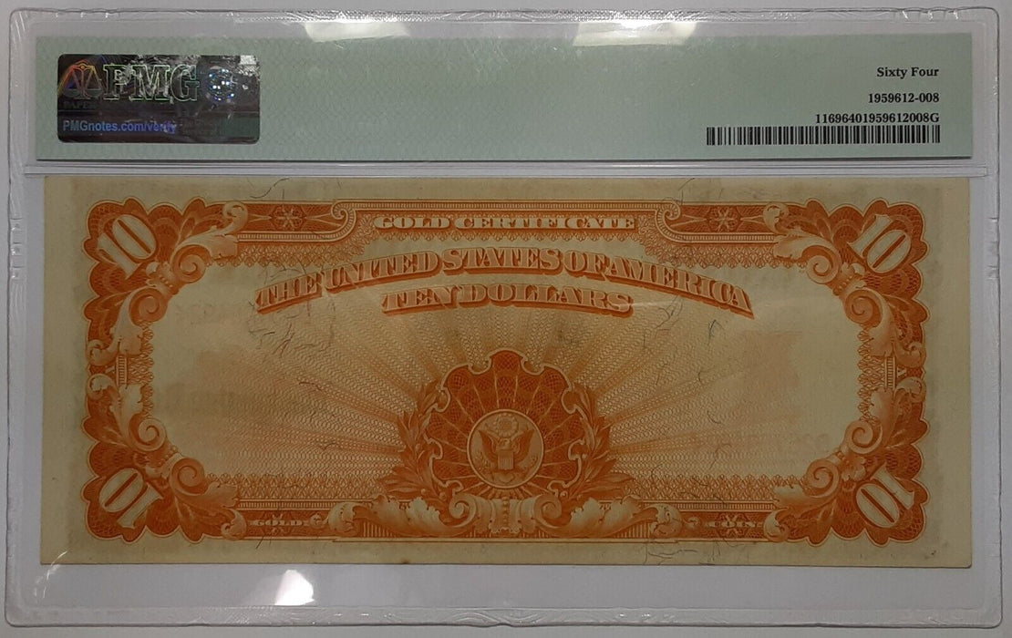 1907 $10 Dollar Gold Certificate Currency Note Fr. 1169 PMG Choice UNC 63