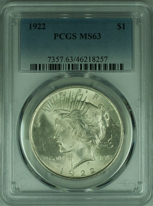 1922 Peace Silver Dollar S$1  PCGS MS-63    (47B)