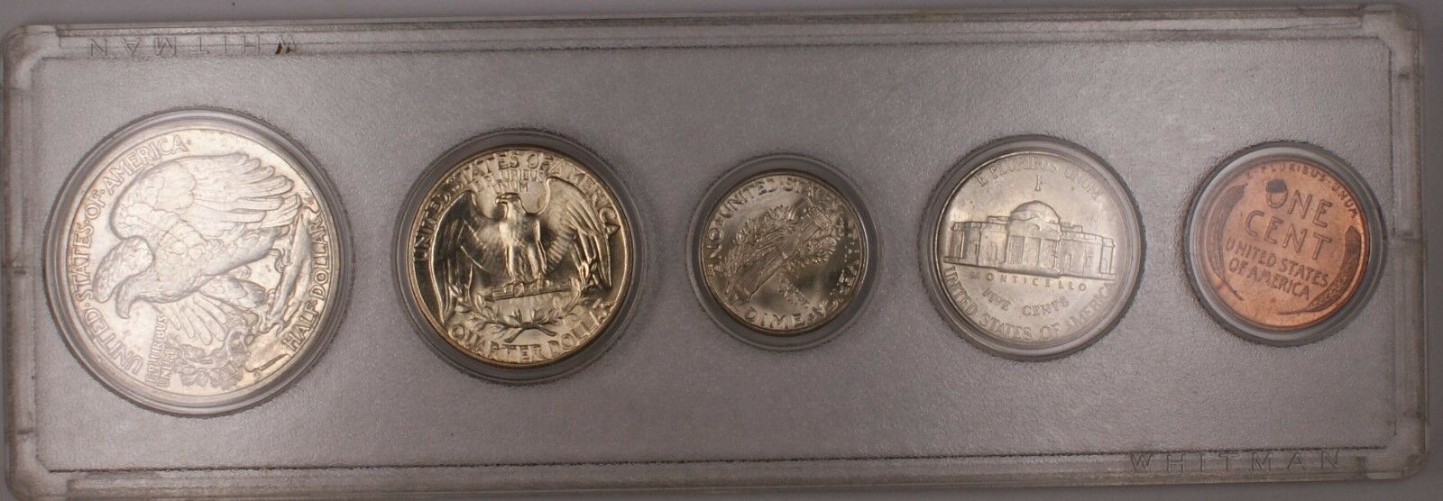 1945 Year Set with Silver D Half Quarter Dime and P War Nickel 5 Coins Total