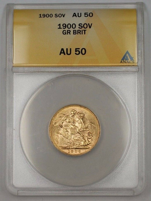 1900 Great Britain One Sovereign Gold Coin ANACS AU-50