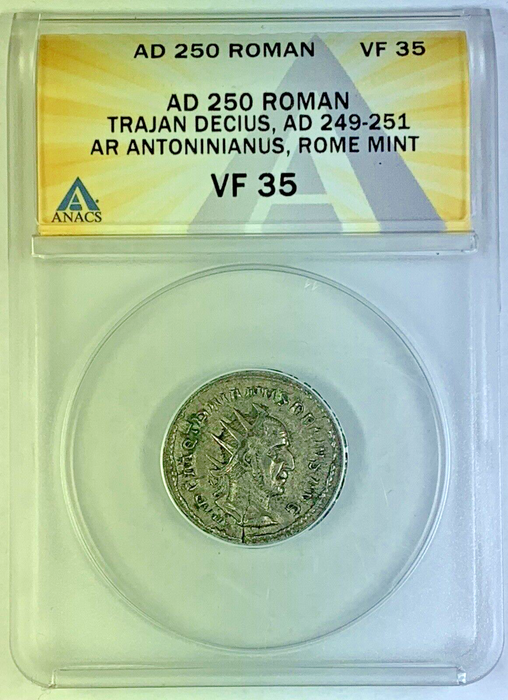 AD 250 Roman Trajan Decius, Antoninianus ANACS VF 35