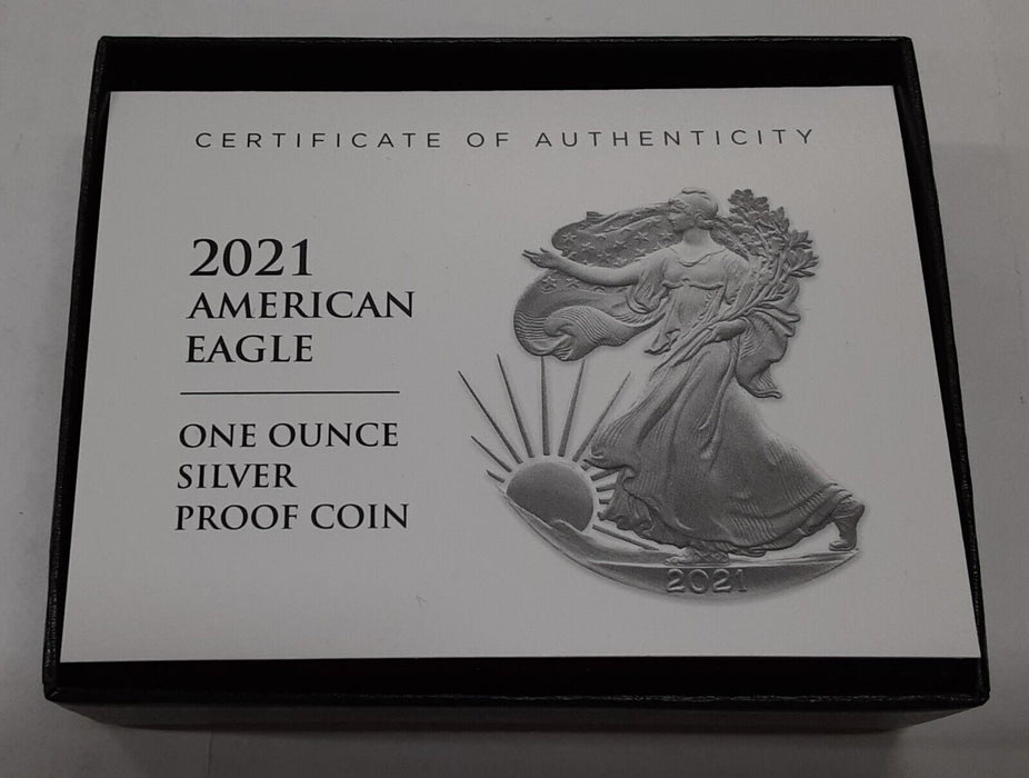 2021-W Proof American Silver Eagle New Reverse 1 Oz Troy .999 Fine in OGP W/COA