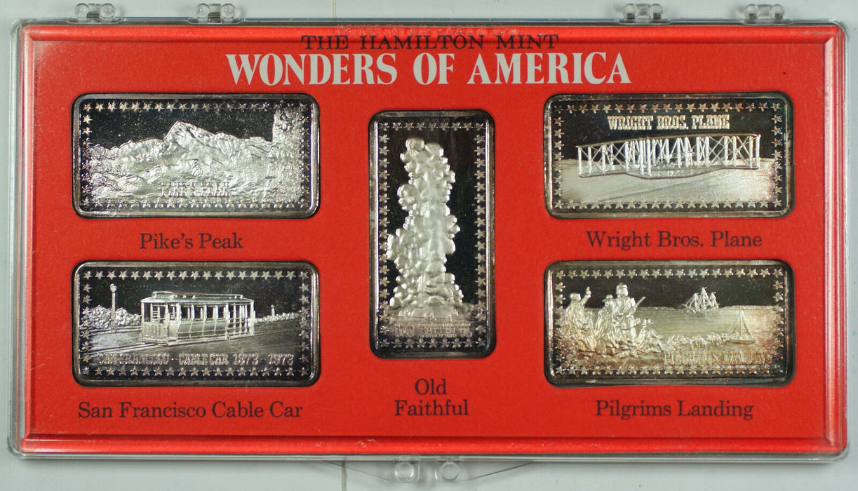 Wonders of America Hamilton Mint .999 Fine 1oz Group II Silver Ingot Collection