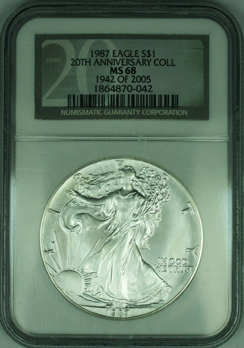 1987 American Silver Eagle ASE Dollar $1 Coin NGC MS-68 20th Anniv Collection