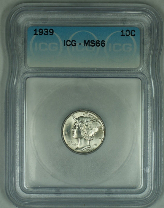 1939 Mercury Silver Dime 10c Coin ICG MS 66 (Looks Better) (53) B