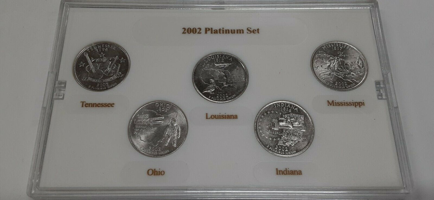 2002 State Quarters Set 20 Coins Total in Cases-Includes P & D/Gold&Plat Plated