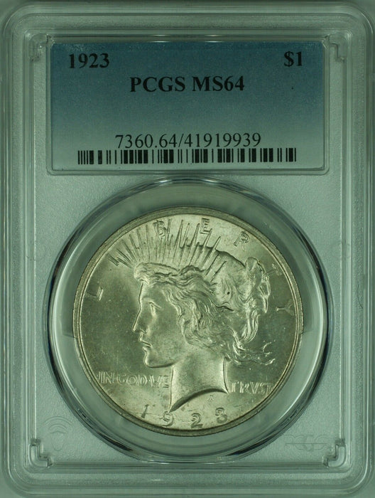 1923 Peace Silver Dollar S$1 PCGS MS-64 Lightly Toned (35C)
