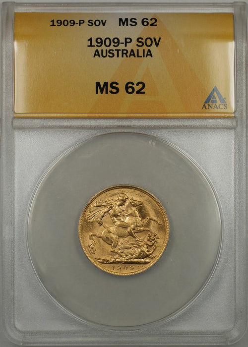 1909-P Australia Sovereign Gold Coin ANACS MS-62 (G AMT)