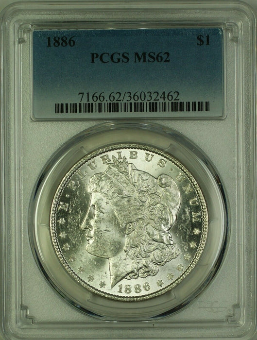 1886 Morgan Silver Dollar $1 Coin PCGS MS-62 (19K)