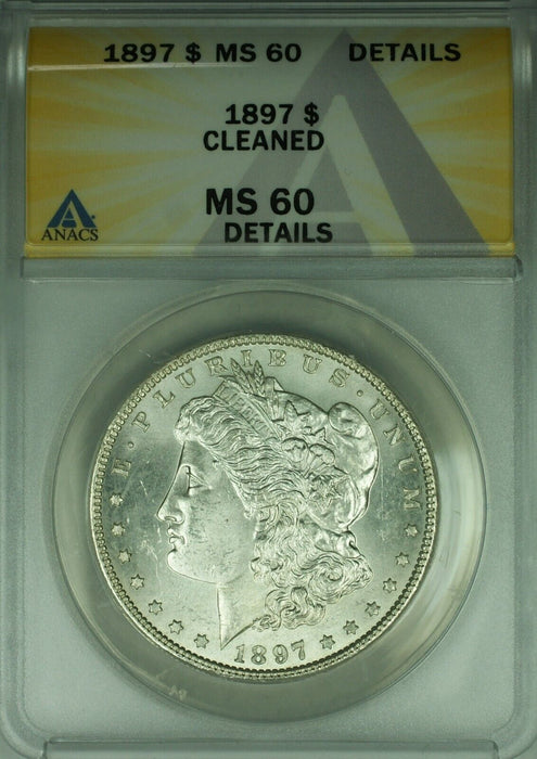 1897 Morgan Silver Dollar $1 Coin ANACS MS-60 Details-Cleaned Better Coin (45)