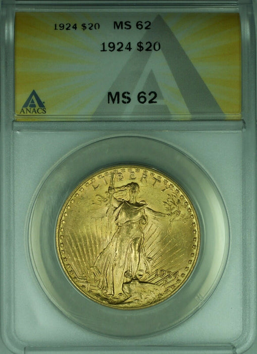 1924 St. Gaudens Double Eagle $20 Gold Coin ANACS MS-62  (DW)