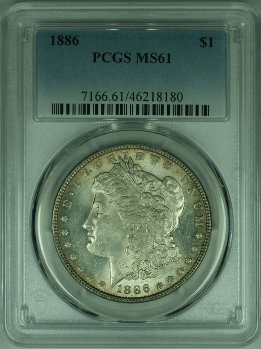 1886 Morgan Silver Dollar Coin PCGS MS-61 W/Reverse Toning - Better Coin  (47D)