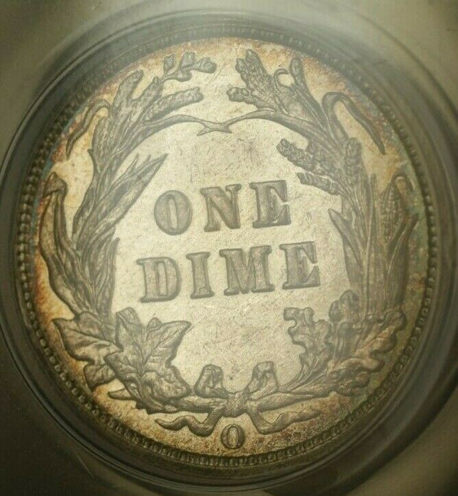 1901-O Barber Dime 10c ANACS AU-58 Details Cleaned (Beautiful Target Toning)(RS)
