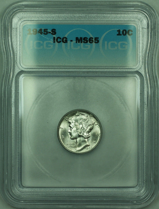 1945-S Mercury Silver Dime 10c Coin ICG MS-65 (ZZZ)