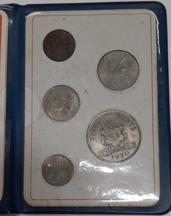 1970 Bermuda 5 Coin Uncirculated Set/1st Decimal Coins in Original Folder