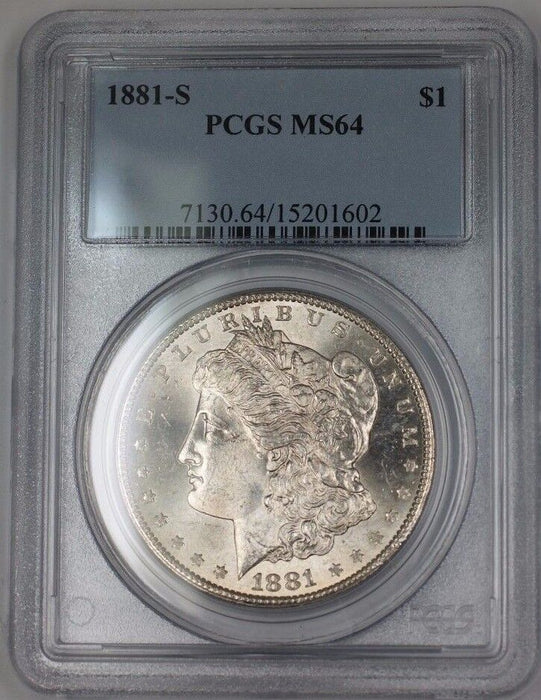 1881-S US Morgan Silver Dollar $1 Coin PCGS MS-64 (Better) BR1 F