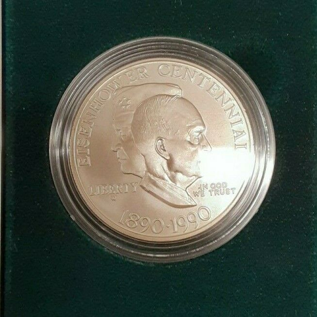 1990-W Eisenhower Centennial Commemorative Uncirculated Dollar with Box & COA