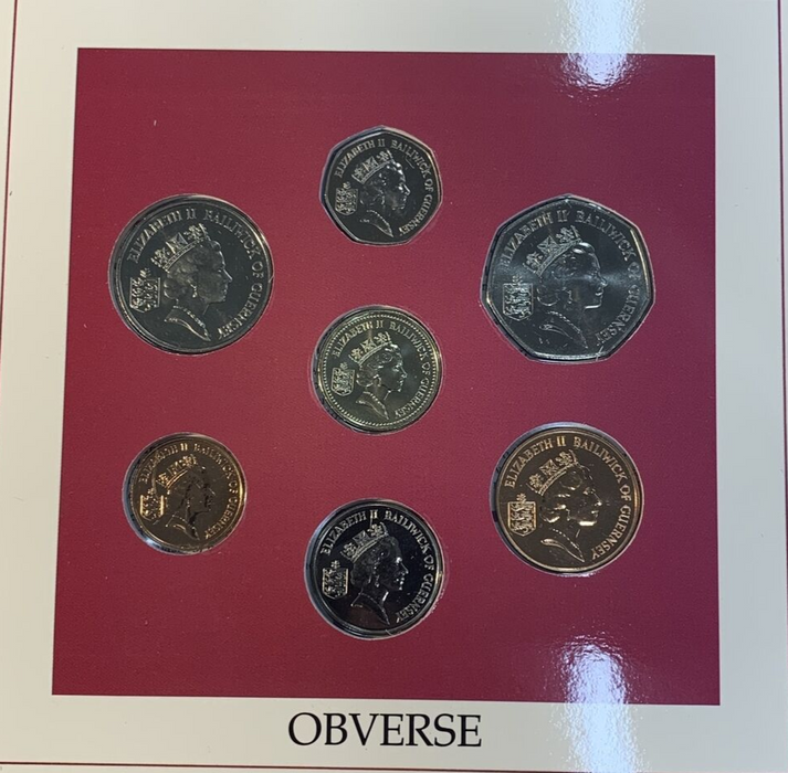 1989 Guernsey Brilliant Uncirculated 7 Coin Set (Royal Mint)