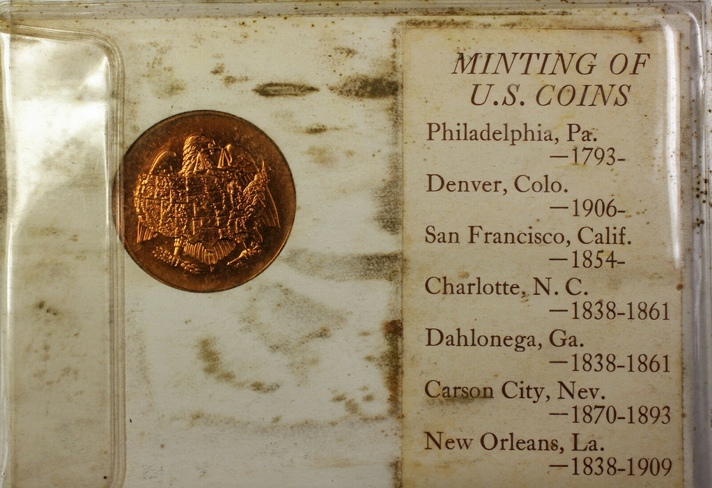 1969 Philadelphia Mint Brass Medal First Day Commemorative Cover with Stamps