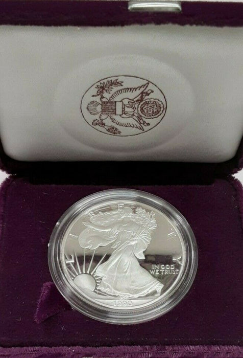 1990-S American Proof 1 Oz. Silver Eagle Coin with Box and COA