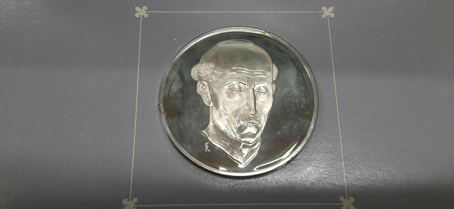 Franklin Mint Treasures of The Louvre .925 Silver Medal- Head of a Saint