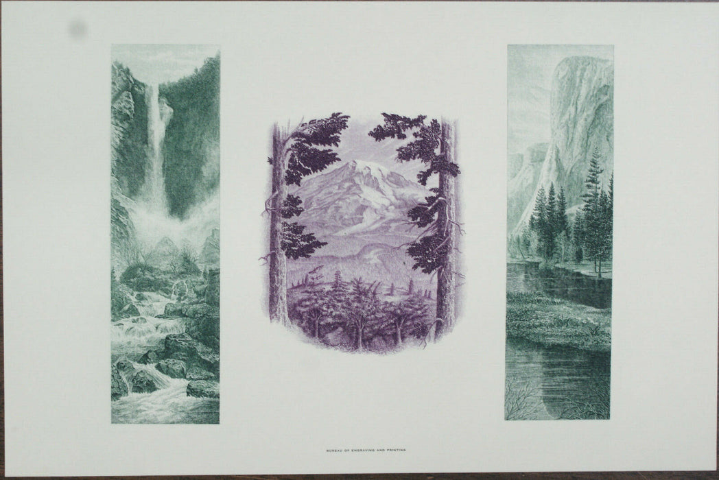 BEP 1993 B-166 Proof FUN Three National Parks Vignettes Intaglio Print