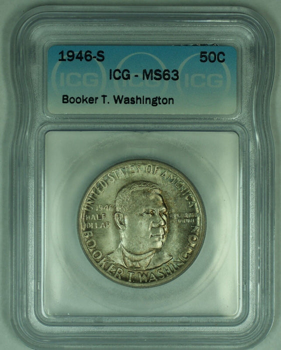 1946-S Booker T. Washington Commemorative Toned 50C Half Dollar ICG MS 63 (50)