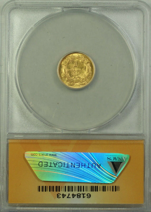 1874 $1 Indian Head Gold Coin ANACS MS-60 Details Cleaned (Better Coin)