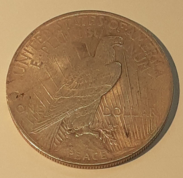 1923 Peace Silver $1 Coin w/Heavy Cracked Planchet @ 10 O'clock