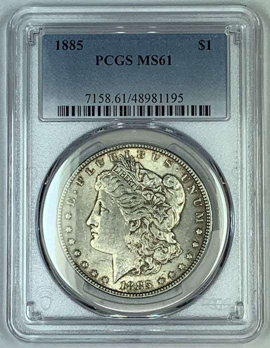 1885 Morgan Silver $1 Dollar Coin Lightly Toned PCGS MS 61 (7)