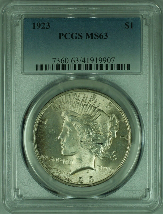 1923 Peace Silver Dollar S$1 PCGS MS-63 Lightly Toned (35G)