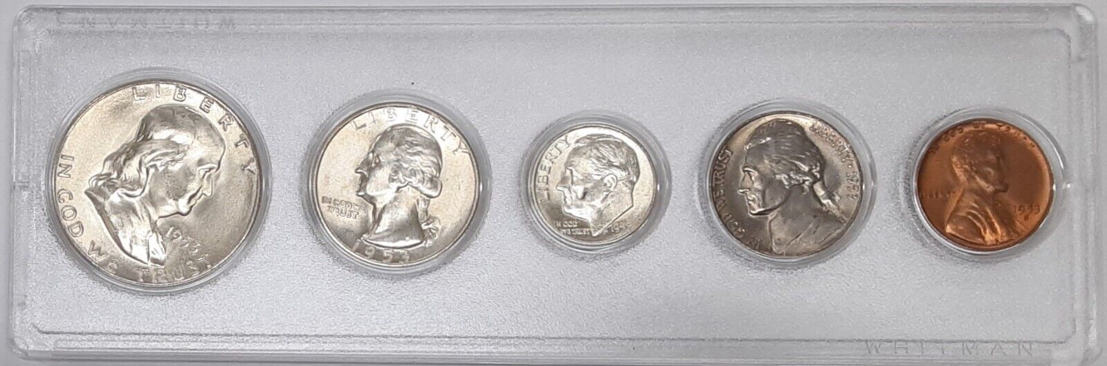1953 P,D,S Year Set w/Silver Half, Quarter & Dime 15 Coins in Whitman Holders