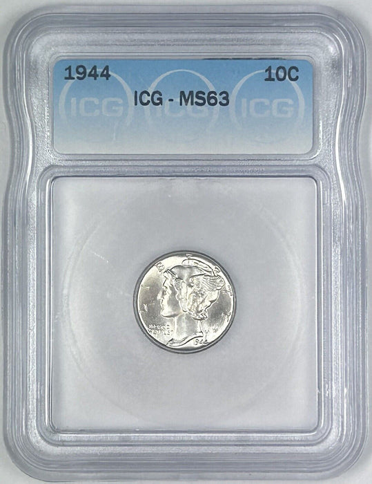 1944 Mercury Silver Dime 10c Coin ICG MS 63 (Looks Better) (54) B
