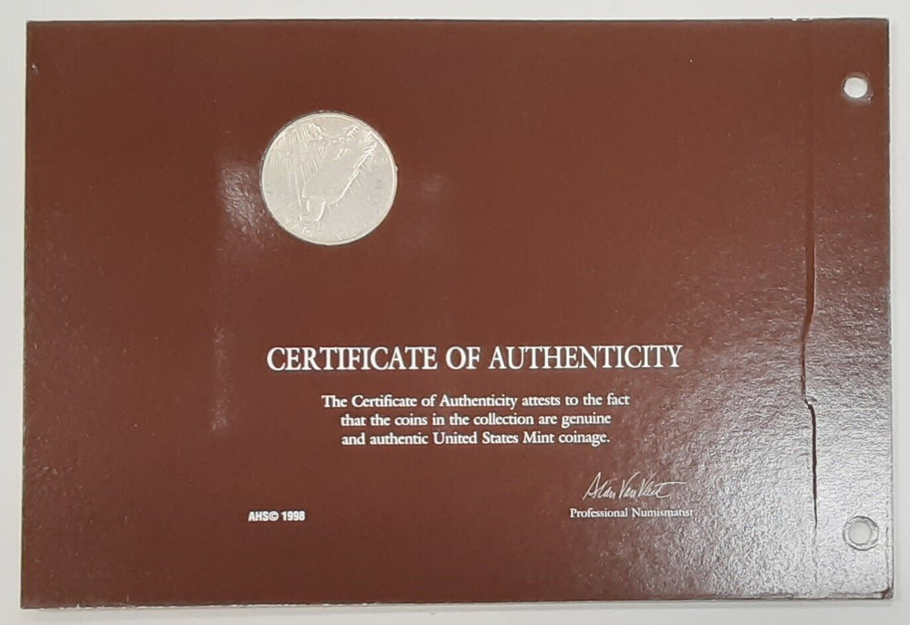 1923-S Peace Silver Dollar Coin - Circulated in Info Card - See Photos