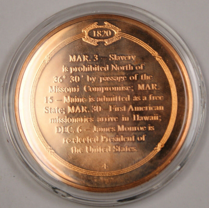 Bronze Proof Medal Missouri Compromise Limits Spread of Slavery March 3 1820
